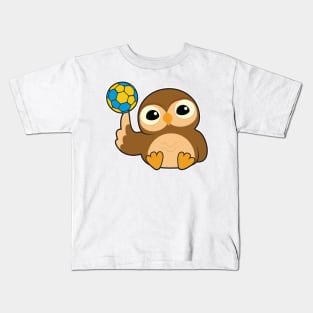 Owl as Handball player with Handball Kids T-Shirt